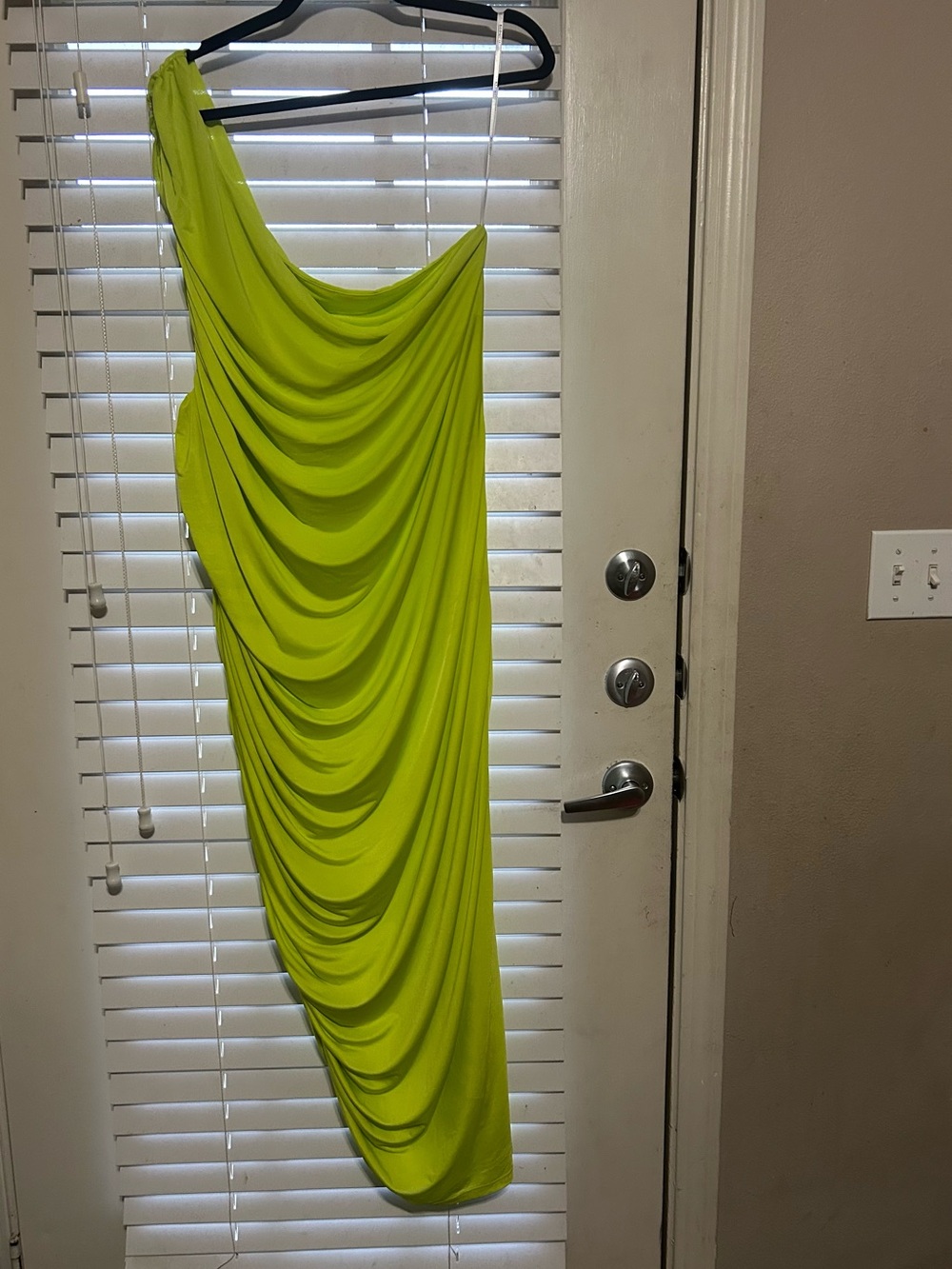 Eloquii One-Shoulder Neon Lime Draped Asymmetric Dress